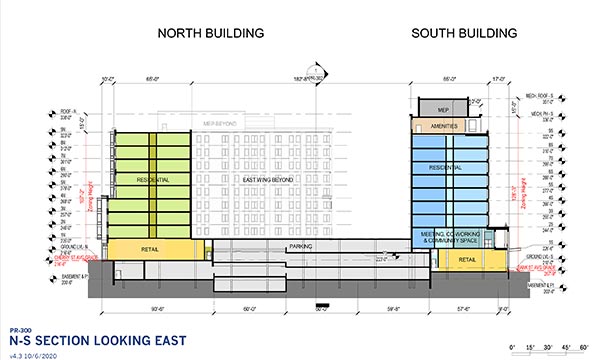 CityPlace Burlington 2020 Elevation PR-300 N-S section looking East