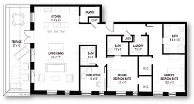  CityPlace Burlington 2-BR Townhouse floorplan