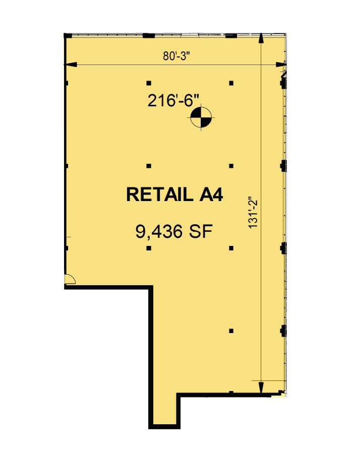 floorplate of CityPlace Burlington Retail Space A4