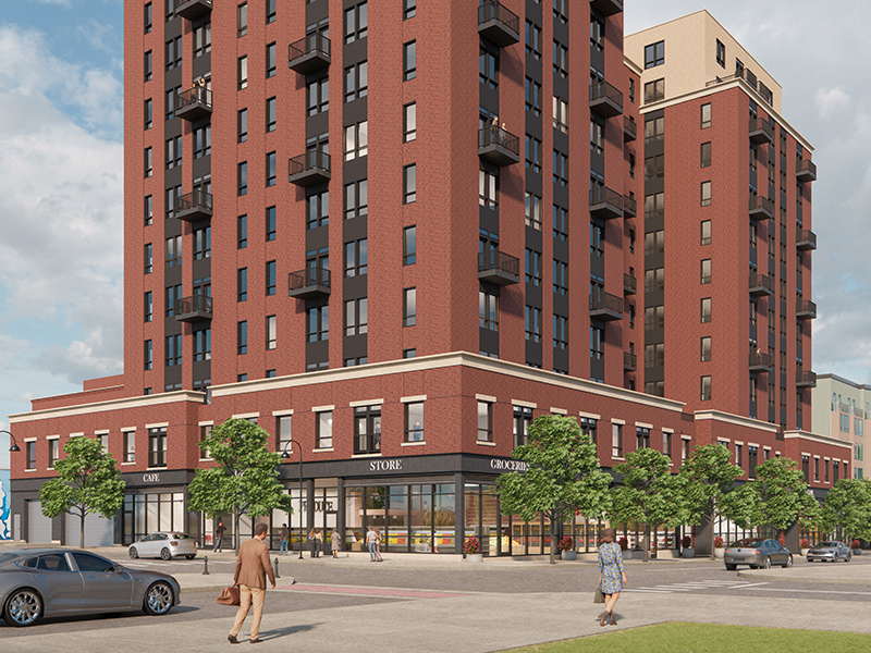 8993_Cherry-StPaul_800x600@72q85 Architect rendering of CityPlace Burlington new retail and apartments at corner of Cherry and St. Paul Streets